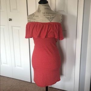 Off the shoulder striped dress